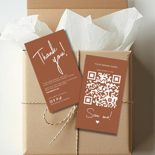 Moderne Terrakotta-Dankeschön-QR-Code Visitenkarte