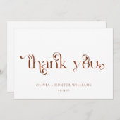 Moderne Terrakotta-Kalligrafie Dankeskarte (Vorne/Hinten)