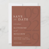 Moderne Terrakotta-Minimalist-Hochzeit Save The Date (Vorderseite)
