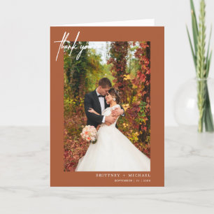 Moderne Terrakotta mit Handschrift Vielen Dank Dankeskarte