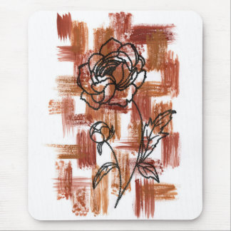 Moderne Terrakotta-Pinselstriche und Tintenrose-Ma Mousepad