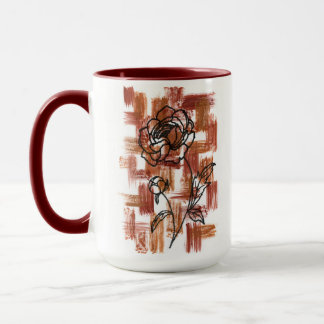 Moderne Terrakotta-Pinselstriche und Tintenrose Zw Tasse