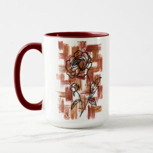 Moderne Terrakotta-Pinselstriche und Tintenrose Zw Tasse