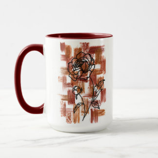Moderne Terrakotta-Pinselstriche und Tintenrose Zw Tasse