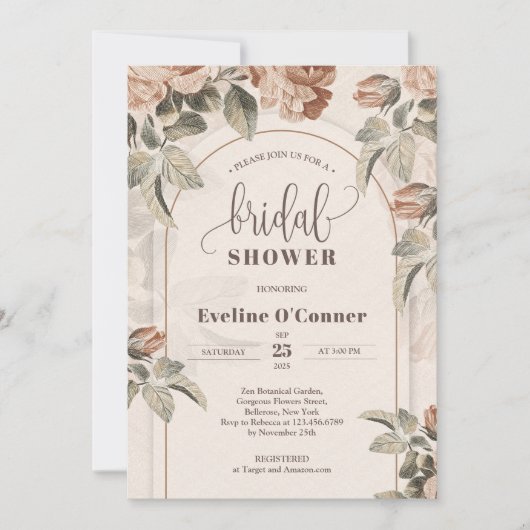 Moderne Terrakotta-Rose Einladung (Vorderseite)