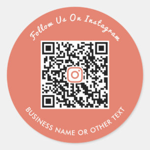 Moderne Terrakotta-Schrift Instagram QR-Code Runder Aufkleber