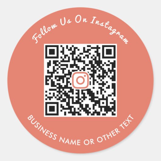 Moderne Terrakotta-Schrift Instagram QR-Code Runder Aufkleber (Vorderseite)