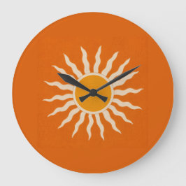 Moderne Terrakotta-Sonnenstrahl-Uhr aus der Mitte Große Wanduhr