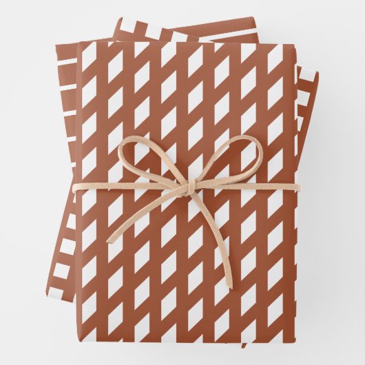 Moderne Terrakotta-Streifen karierte Rastermuster Geschenkpapier Set (Beispiel)