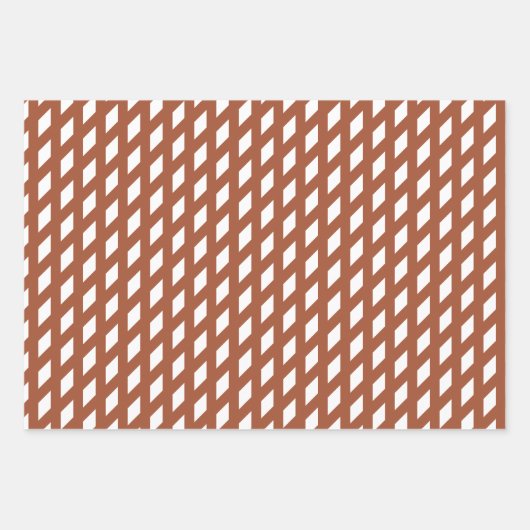Moderne Terrakotta-Streifen karierte Rastermuster Geschenkpapier Set (Vorderseite)