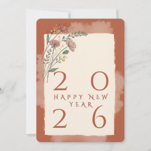 Moderne Terrakotta-Typografie Frohes neues Jahr 20 Feiertagskarte