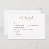 Moderne Terrakotta- und weiße minimalistische Hoch RSVP Karte (Vorne/Hinten)