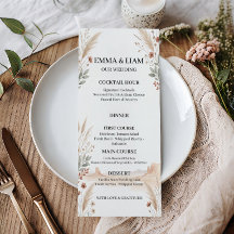 Moderne Terrakotta-Wüsten-Boho-Hochzeitsmenü
