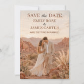 Moderne Terrakotta-Wüsten-Boho-Save-the-Date-Karte Save The Date (Vorderseite)