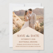 Moderne Terrakotta-Wüsten-Boho-Save-the-Date-Karte Save The Date (Rückseite)