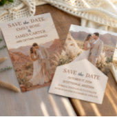 Moderne Terrakotta-Wüsten-Boho-Save-the-Date-Karte Save The Date