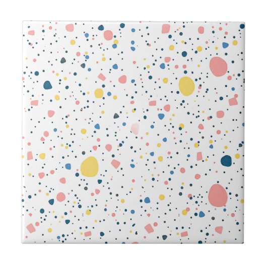 Moderne Terrazzo-Confetti-Punkte-Muster Pastell Fliese (Vorderseite)