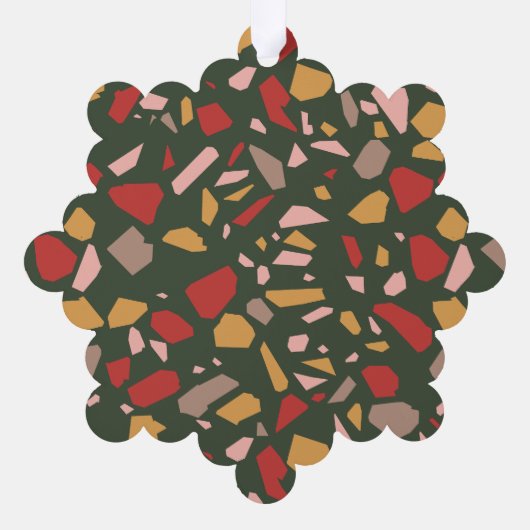 Moderne Terrazzo Erstes Verheiratetes Weihnachtsfe Ornament Karte (Rückseite)