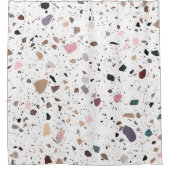 Moderne Terrazzo Fliesen Design weiß beige braun Duschvorhang (Vorderseite)
