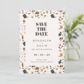 Moderne Terrazzo Foto Save the Date Karte (Stehend Vorderseite)