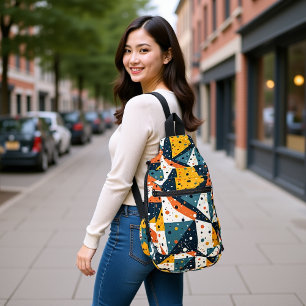 Moderne Terrazzo Geometric - Zurück in den Schulst Crossbody Bag