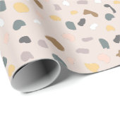 Moderne Terrazzo-Muster-Beige-Verpackungspapier Geschenkpapier (Rolleneckpunkt)