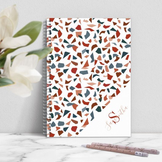 Moderne Terrazzo-Muster-Monogramm Notizblock