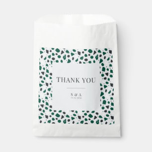Moderne Terrazzo-Optik in Smaragdgrün & Konfetti Geschenktütchen