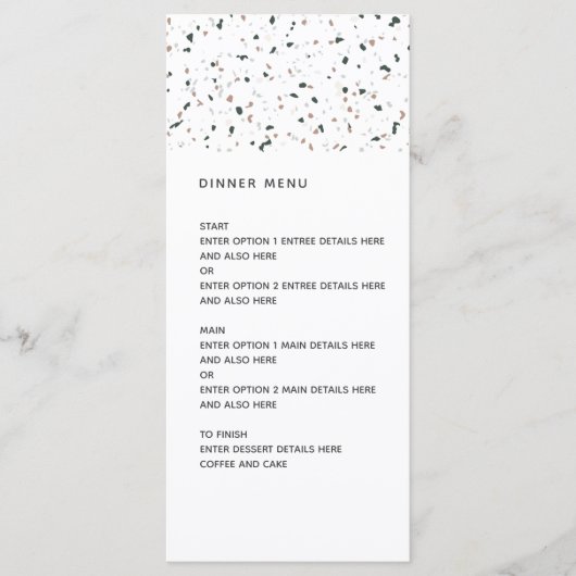 Moderne Terrazzo Pattern Wedding Menükarte (Vorderseite)