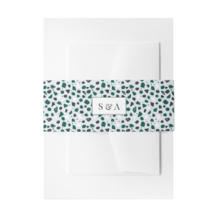 Moderne Terrazzo & Smaragd-Monogramm Einladungsbanderole