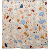 Moderne Terrazzo Tile Design Orange Rote Creme Duschvorhang (Vorderseite)