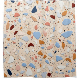 Moderne Terrazzo Tile Design Orange Rote Creme Duschvorhang