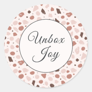 Moderne Terrazzo Trendige "Unbox Joy" Runder Aufkleber