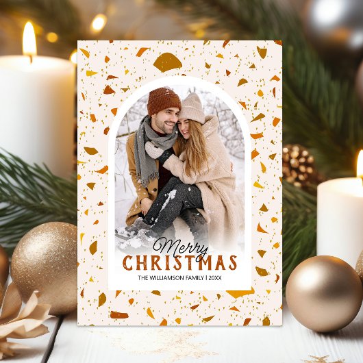 Moderne Terrazzo Weihnachtskarte Foto Feiertagskarte