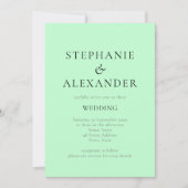 Moderne Text Mint QR Code Hochzeit Einladung (Vorderseite)