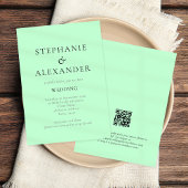 Moderne Text Mint QR Code Hochzeit Einladung