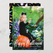Moderne TextHalloween-Vollblutfoto-Karte Feiertagskarte (Vorne/Hinten)
