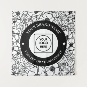 Moderne Textlogo-Wandgestaltung im Linienkunst-Sti Wandteppich
