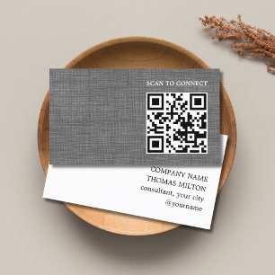 Moderne Textur Grau Schwarz QR-Code Bold Visitenkarte
