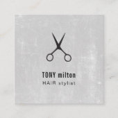 Moderne Textur Grau Schwarze Schere Haare Stylist Quadratische Visitenkarte (Vorderseite)