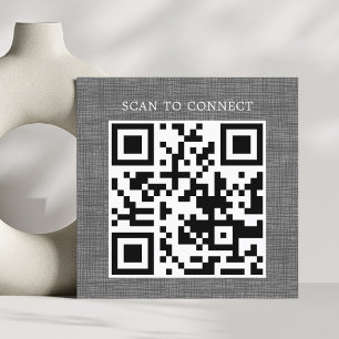Moderne Textur Grau Schwarzer QR-Code Fett Quadratische Visitenkarte