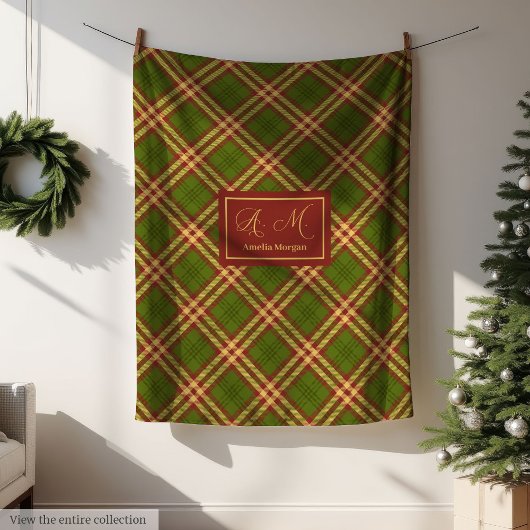 Moderne Thanksgiving Plaid-Decke Monogramm Cozy Fleecedecke