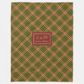 Moderne Thanksgiving Plaid-Decke Monogramm Cozy Fleecedecke (Vorderseite)