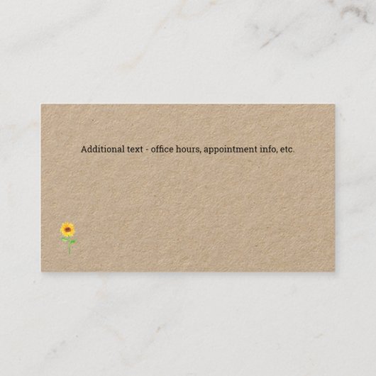 Moderne Therapeutin Sonnenblume Visitenkarte (Rückseite)