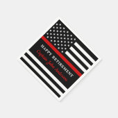 Moderne Thin Red Line Feuerwehrhappy Ruhestand Serviette (Ecke)