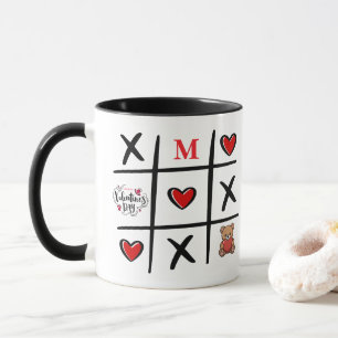 Moderne Tic Tac Toe Valentinstag Anfangsbuchstaben Tasse