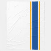Moderne, tiefblaugelbe Streifen auf weiß Fleecedecke (Vorderseite)