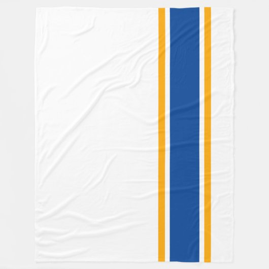 Moderne, tiefblaugelbe Streifen auf weiß Fleecedecke (Vorderseite)