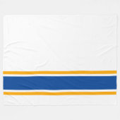Moderne, tiefblaugelbe Streifen auf weiß Fleecedecke (Vorderseite (Horizontal))