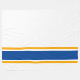 Moderne, tiefblaugelbe Streifen auf weiß Fleecedecke